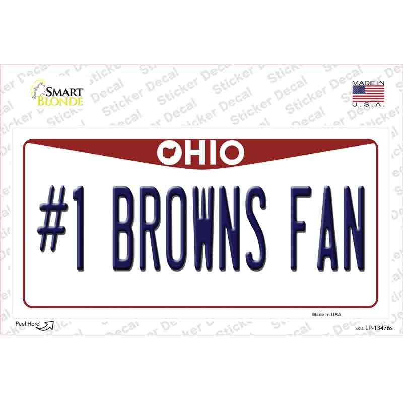 Number 1 Browns Fan Novelty Sticker Decal Small