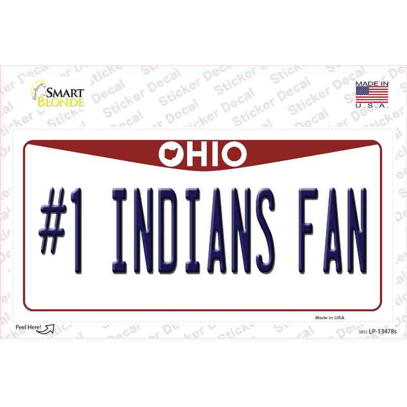 Number 1 Indians Fan Novelty Sticker Decal Small