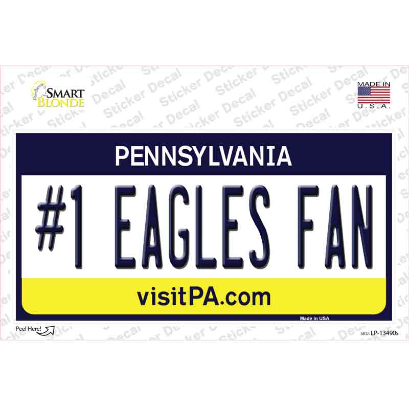 Number 1 Eagles Fan Novelty Sticker Decal Small