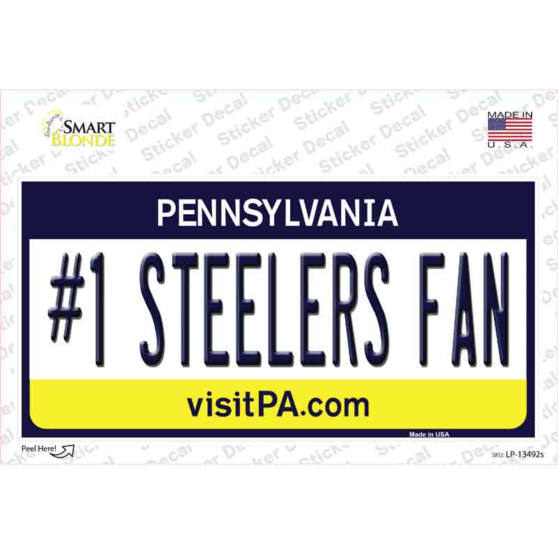 Number 1 Steelers Fan Novelty Sticker Decal Small