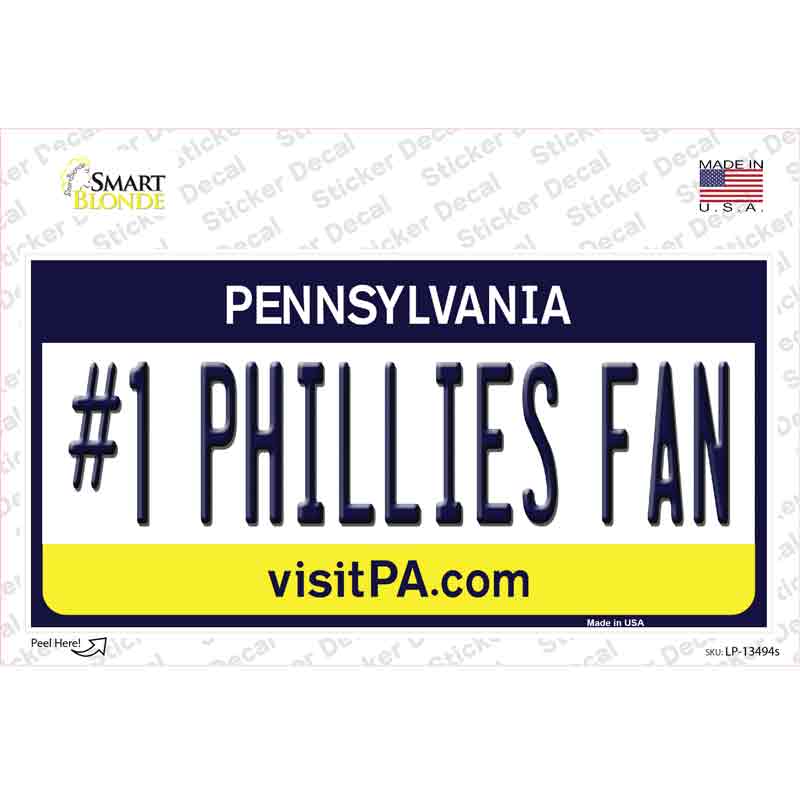 Number 1 Phillies Fan Novelty Sticker Decal Small