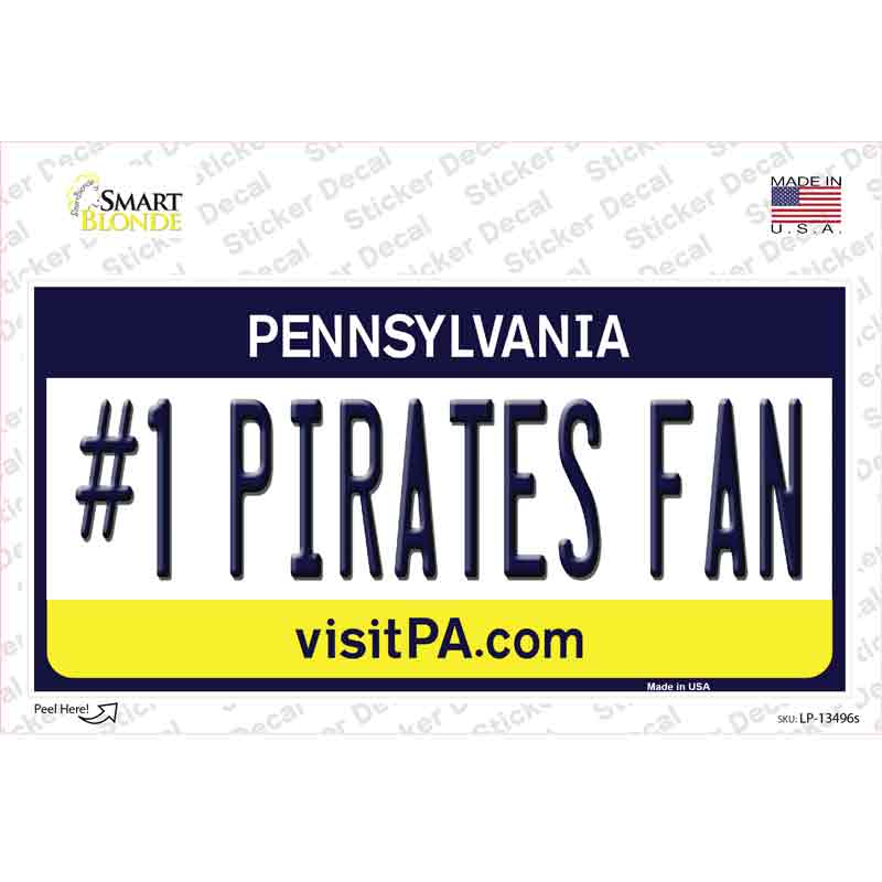 Number 1 Pirates Fan Novelty Sticker Decal Small