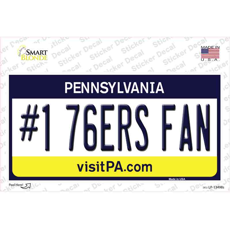 Number 1 76ers Fan Novelty Sticker Decal Small