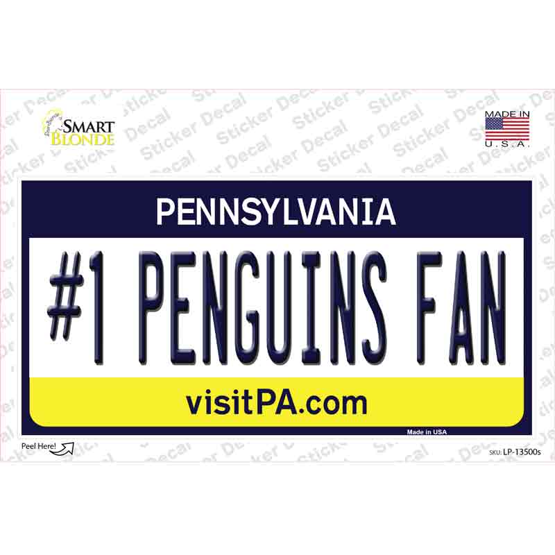 Number 1 Penguins Fan Novelty Sticker Decal Small