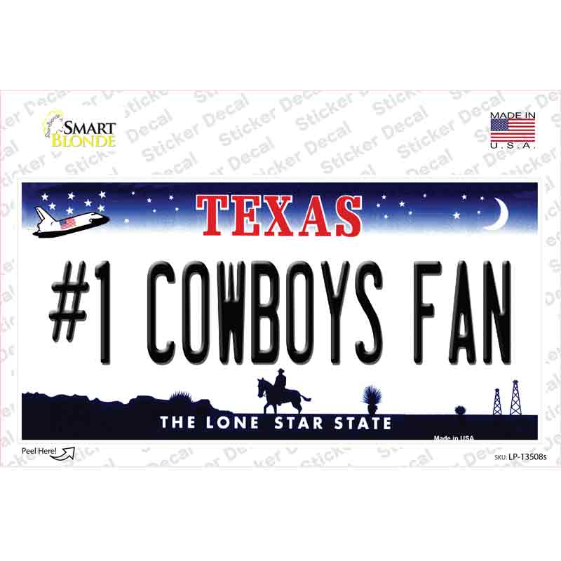 Number 1 Cowboys Fan Novelty Sticker Decal Small