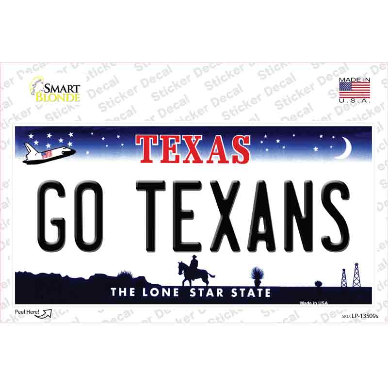 Go Texans Novelty Sticker Decal Small