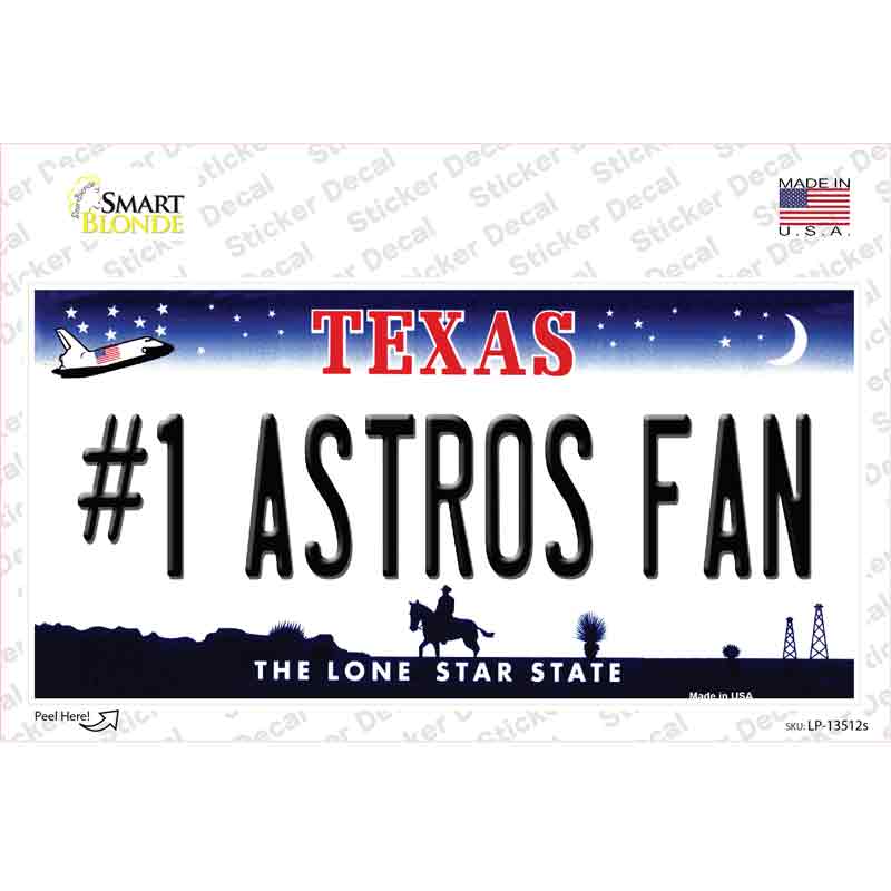 Number 1 Astros Fan Novelty Sticker Decal Small