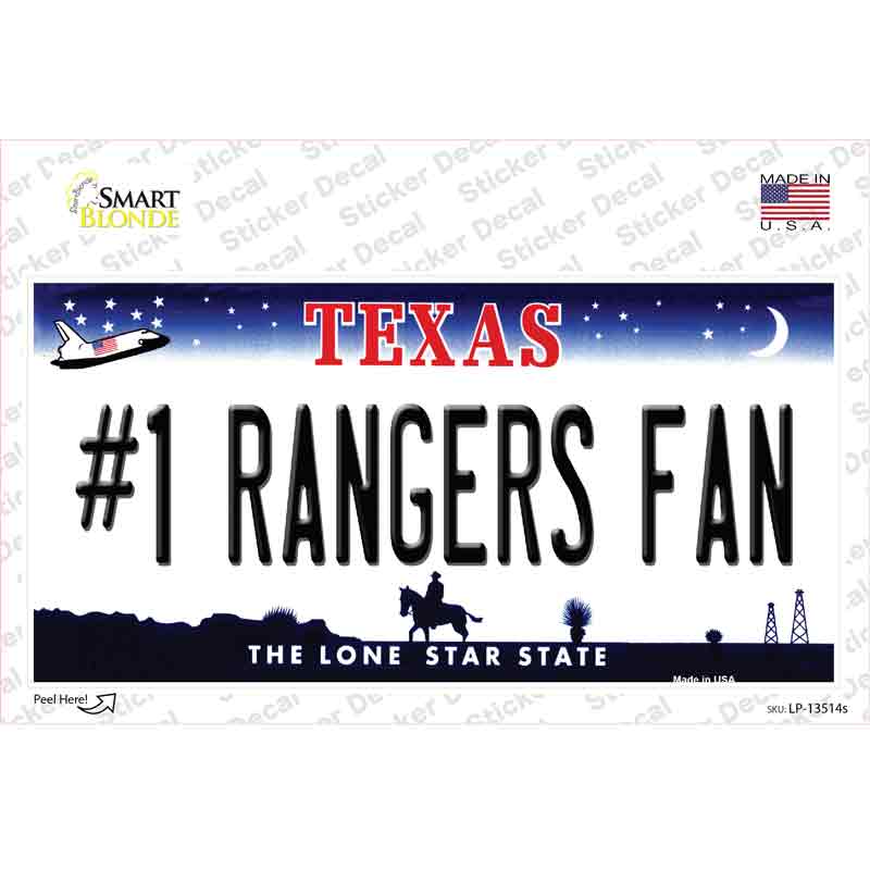 Number 1 Rangers Fan Novelty Sticker Decal Small