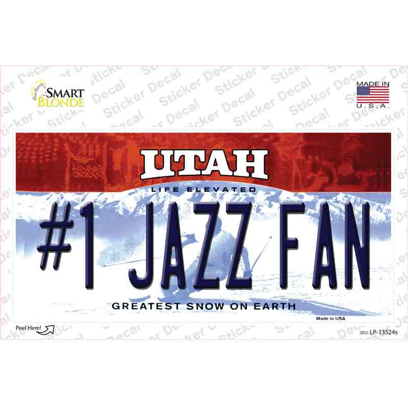 Number 1 Jazz Fan Novelty Sticker Decal Small