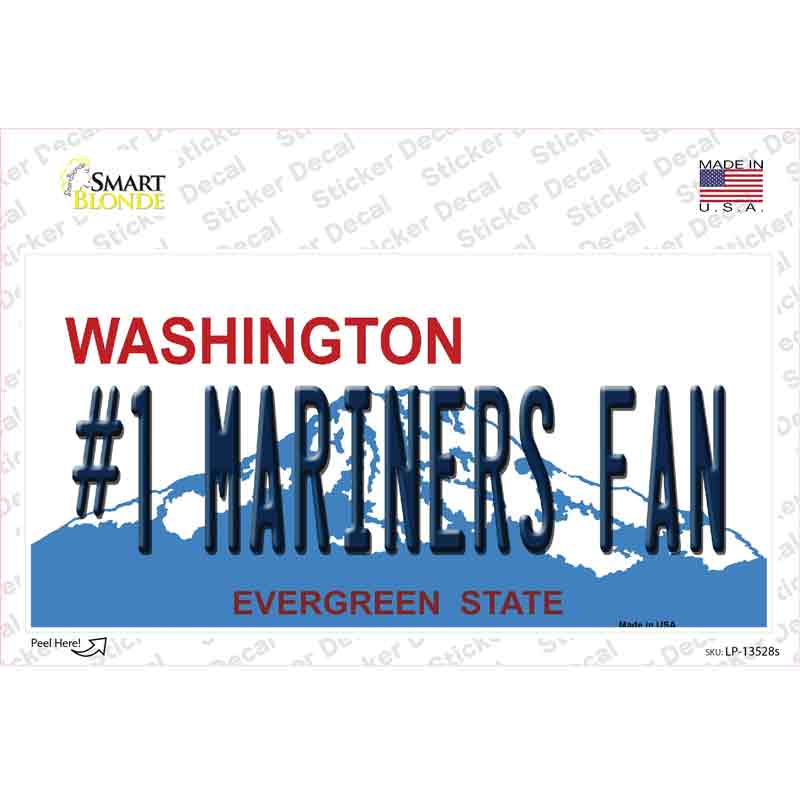 Number 1 Mariners Fan Novelty Sticker Decal Small