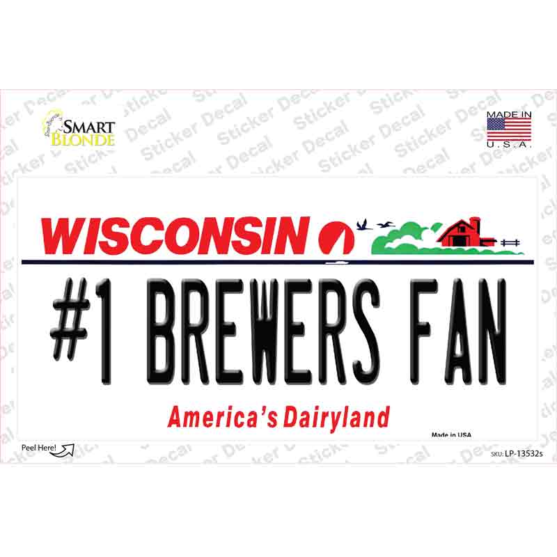 Number 1 Brewers Fan Novelty Sticker Decal Small