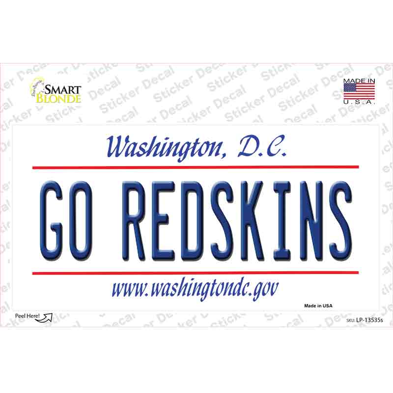 Go Redskins Novelty Sticker Decal Small