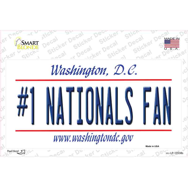 Number 1 Nationals Fan Novelty Sticker Decal Small