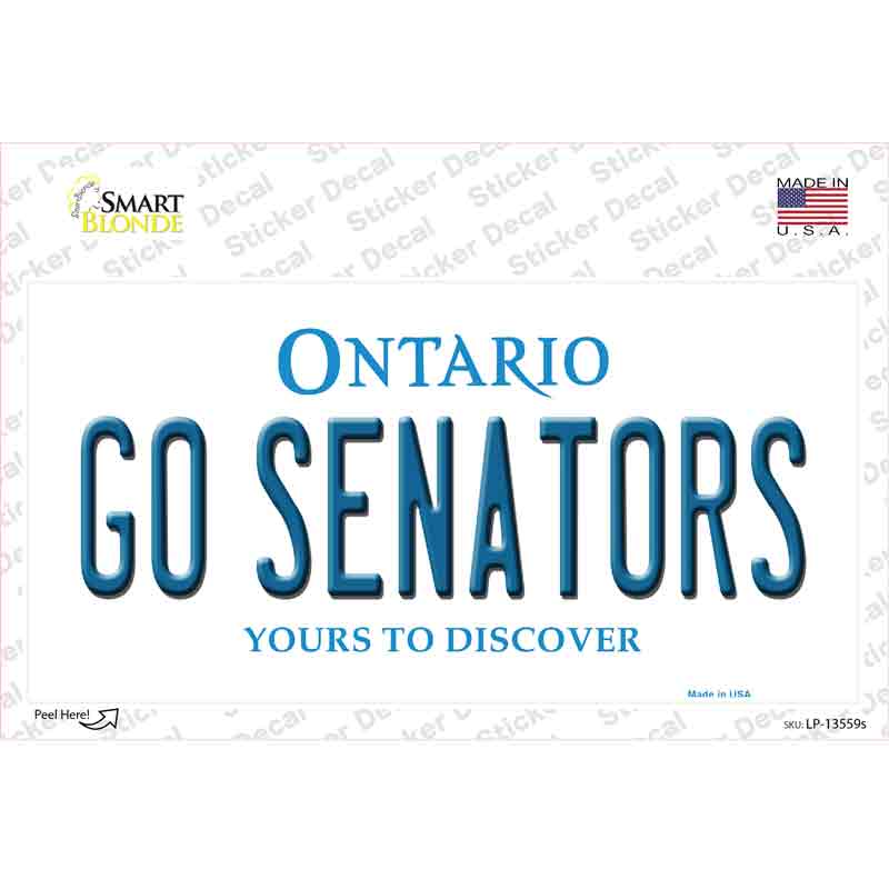 Go Senators Novelty Sticker Decal Small