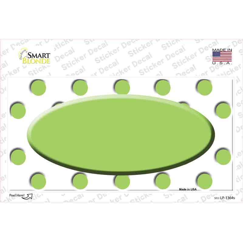 Lime Green White Polka Dot Center Oval Novelty Sticker Decal