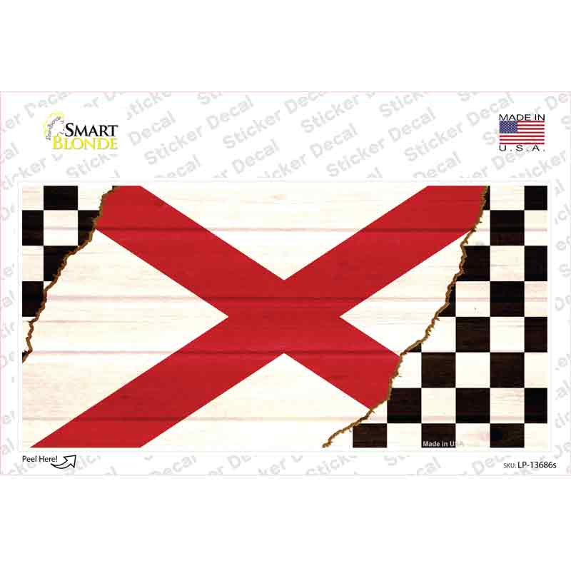 Alabama Racing Flag Novelty Sticker Decal Small