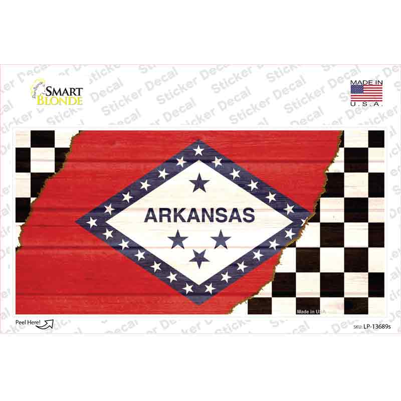 Arkansas Racing Flag Novelty Sticker Decal Small