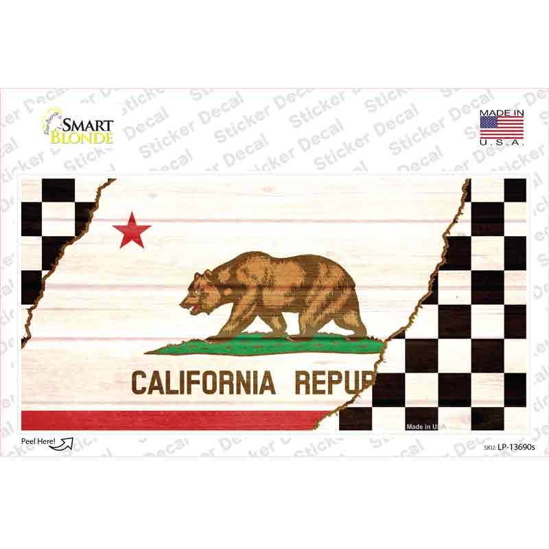 California Racing Flag Novelty Sticker Decal Small