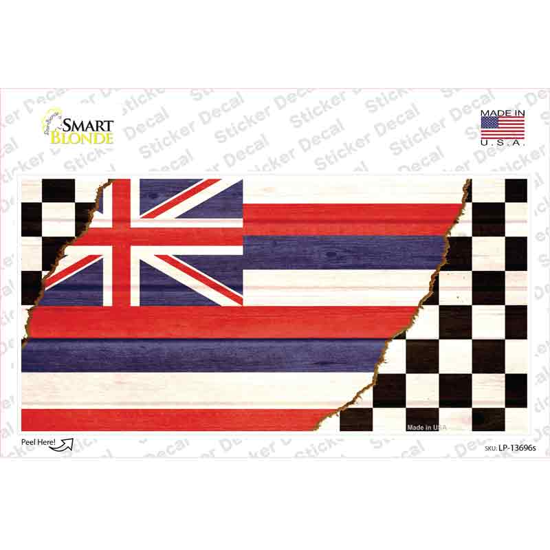 Hawaii Racing Flag Novelty Sticker Decal Small