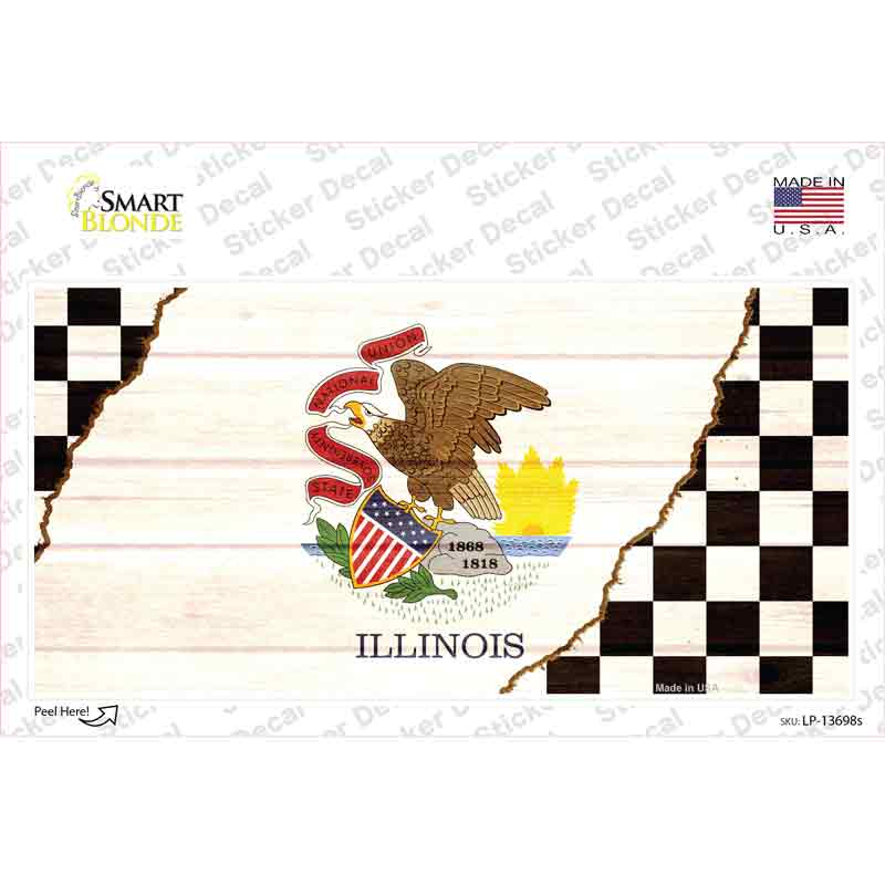 Illinois Racing Flag Novelty Sticker Decal Small