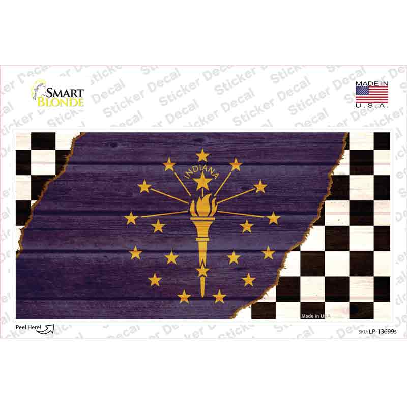 Indiana Racing Flag Novelty Sticker Decal Small