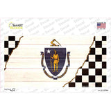 Massachusetts Racing Flag Novelty Sticker Decal Small