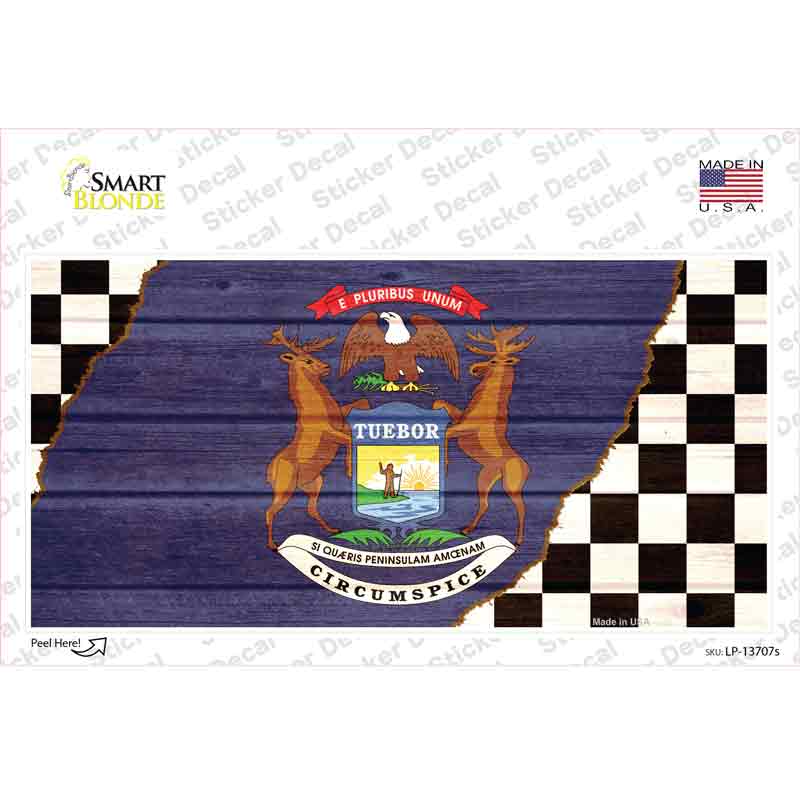 Michigan Racing Flag Novelty Sticker Decal Small