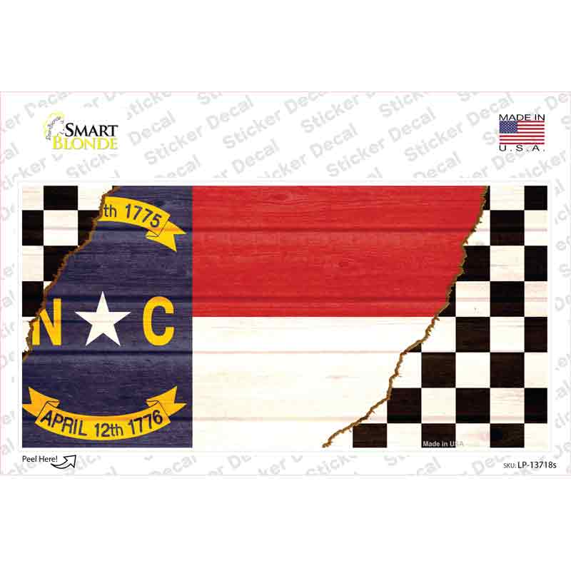 North Carolina Racing Flag Novelty Sticker Decal Small