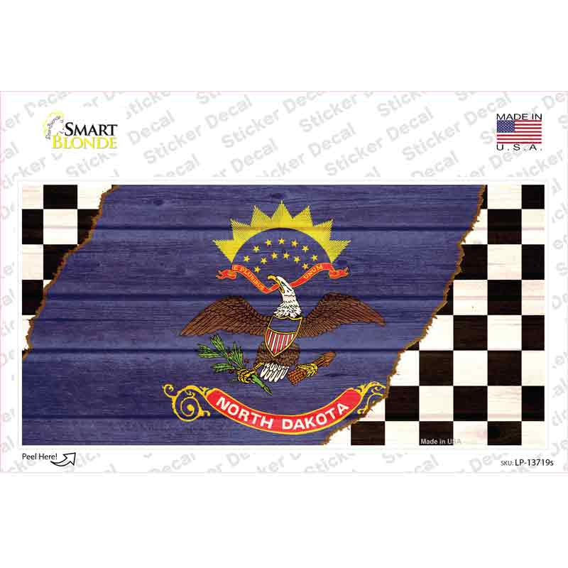 North Dakota Racing Flag Novelty Sticker Decal Small