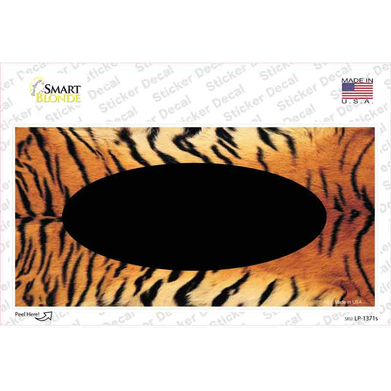 Tiger With Black Center Oval Novelty Sticker Decal