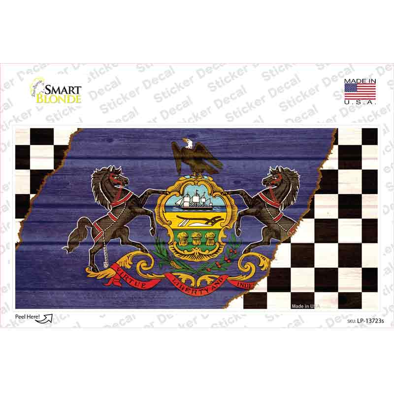 Pennsylvania Racing Flag Novelty Sticker Decal Small