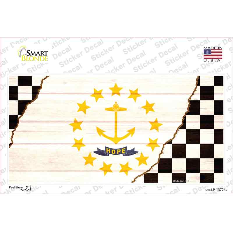 Rhode Island Racing Flag Novelty Sticker Decal Small