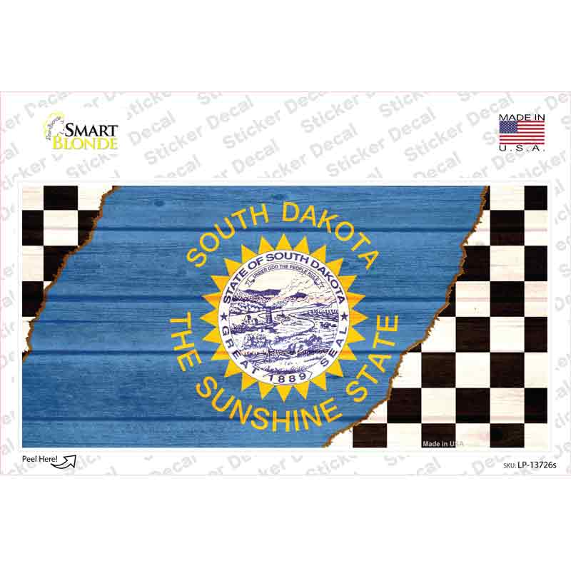 South Dakota Racing Flag Novelty Sticker Decal Small