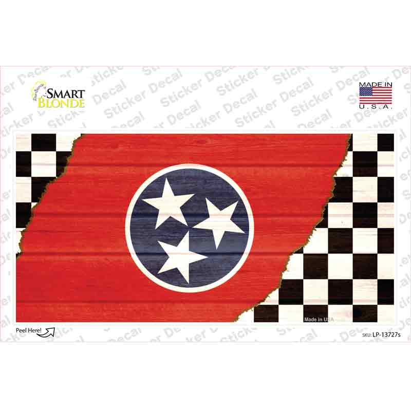 Tennessee Racing Flag Novelty Sticker Decal Small