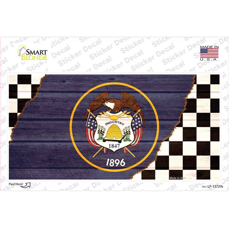 Utah Racing Flag Novelty Sticker Decal Small