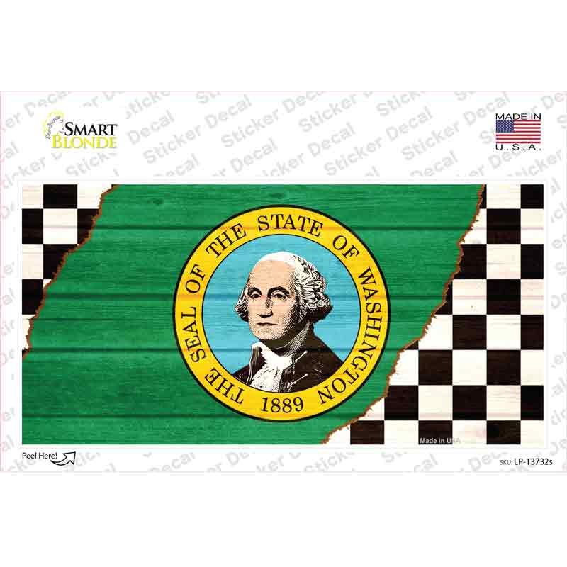 Washington Racing Flag Novelty Sticker Decal Small