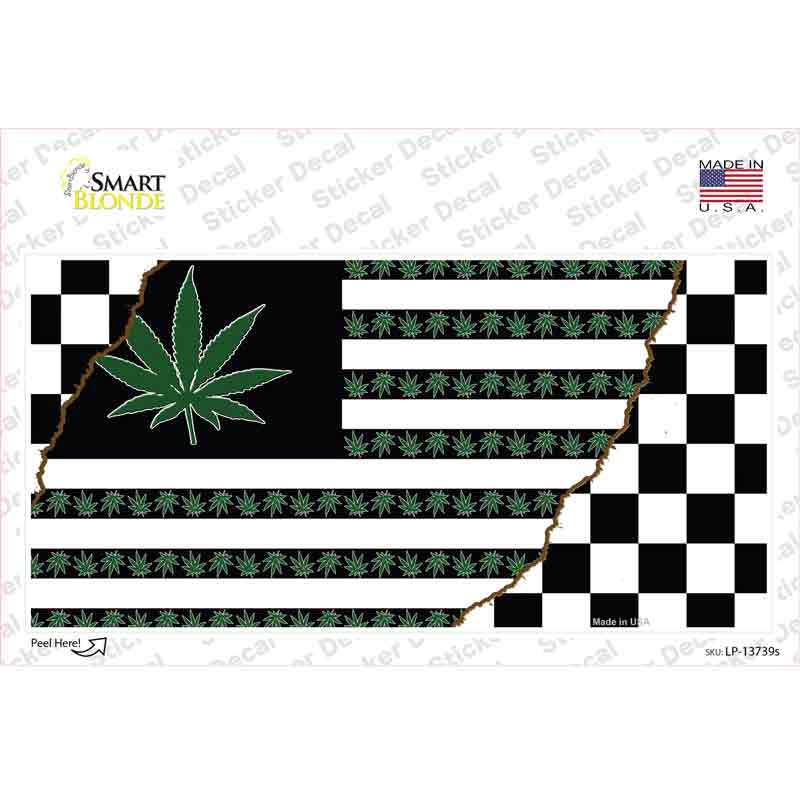 Weed American Racing Flag Novelty Sticker Decal Small