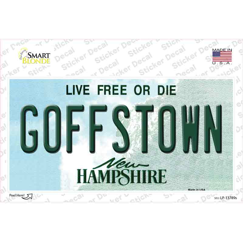 Goffstown New Hampshire Novelty Sticker Decal Small