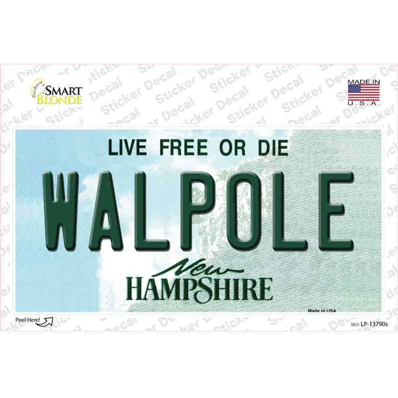 Walpole New Hampshire Novelty Sticker Decal Small