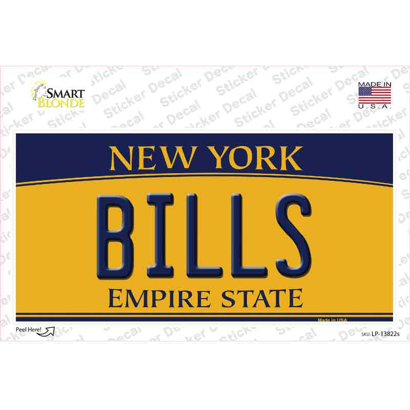 Bills New York Yellow Novelty Sticker Decal Small