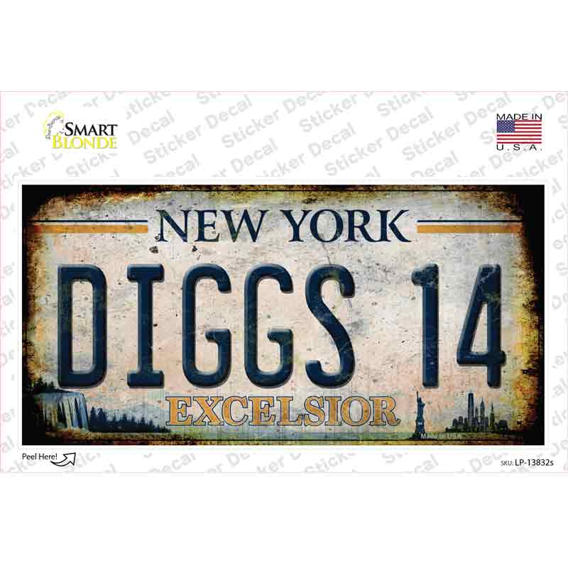 Diggs 14 Excelsior New York Rusty Novelty Sticker Decal Small