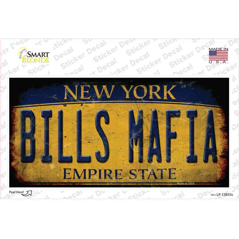 Bills Mafia New York Yellow Rusty Novelty Sticker Decal Small