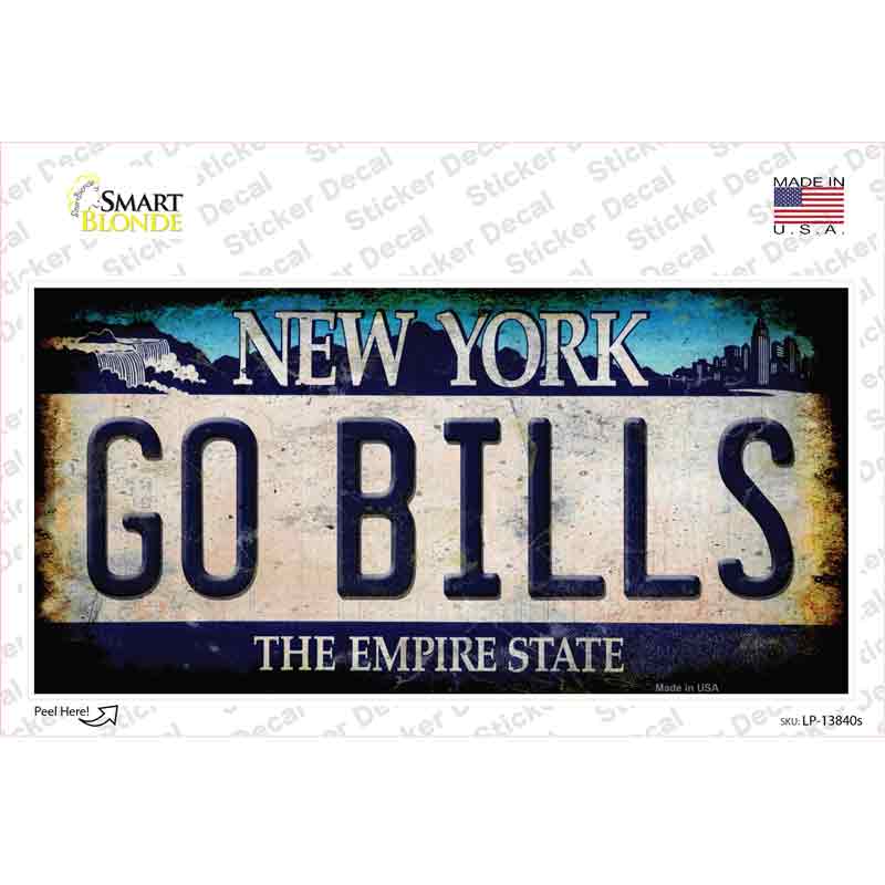 Go Bills New York Rusty Novelty Sticker Decal Small