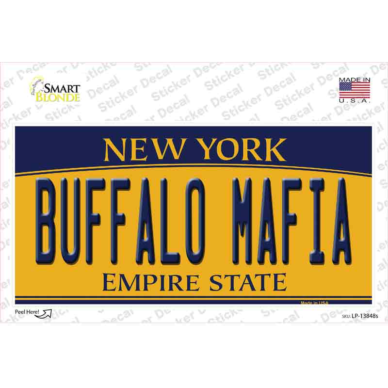 Buffalo Mafia NY Yellow Novelty Sticker Decal Small