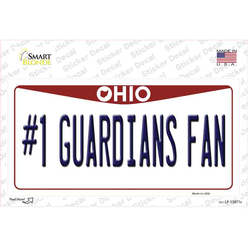 Number 1 Guardians Fan Ohio Novelty Sticker Decal Small