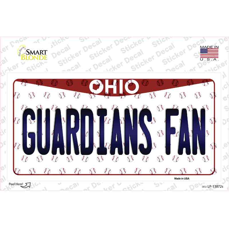 Guardians Fan Ohio Overlay Novelty Sticker Decal Small