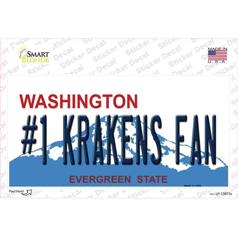 Number 1 Krakens Fan Washington Novelty Sticker Decal Small