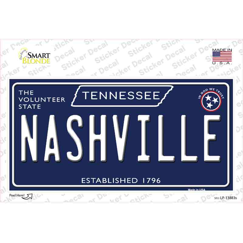 Nashville Tennessee Blue Novelty Sticker Decal Small