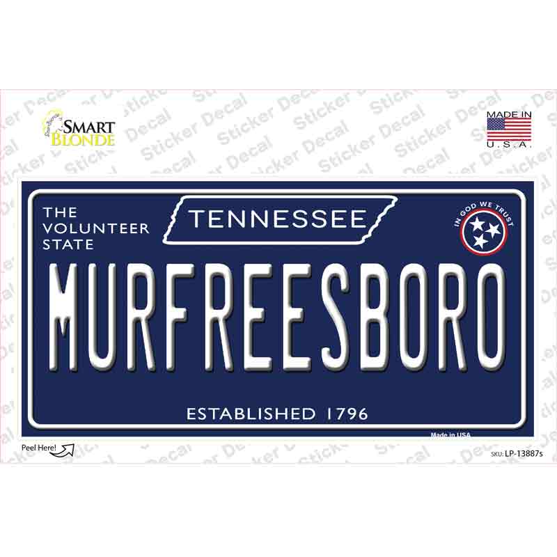 Murfreesboro Tennessee Blue Novelty Sticker Decal Small