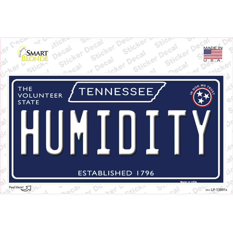 Humidity Tennessee Blue Novelty Sticker Decal Small